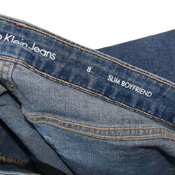 Calvin Klein Jeans Women 8 High Rise Slim Boyfriend Medium Wash Stretch Denim - Picture 9 of 10